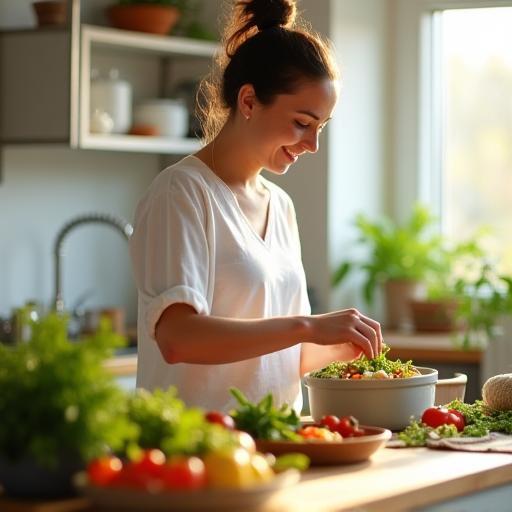 Founder preparing healthy meal in studio
